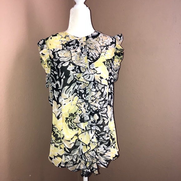 Hudson Jeans Tops - HUDSON STUDIO Floral Ruffle Front Button Top Sz L